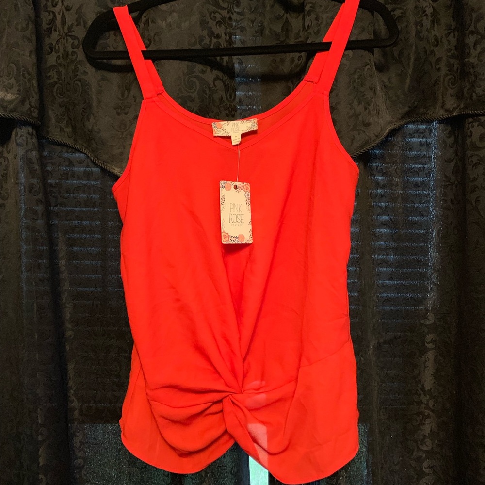 Red Chiffon Tank Top